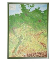 Reliefkarten 3D Reliefkarte Deutschland 1:1.200.000 mit Holzrahmen georelief GbR