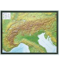 Reliefkarten 3D Reliefkarte Alpen 1:1.200.000 mit Holzrahmen georelief GbR