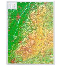 Raised Relief Maps Schwarzwald, Reliefkarte 1:400.000 ohne Rahmen georelief GbR