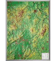 Raised Relief Maps Hessen groß mit Alurahmen 1:350.000 georelief GbR