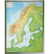 Reliefkarten Georelief 3D Reliefkarte - Skandinavien mit Holzrahmen 1:2.900.000 georelief GbR