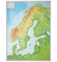 Raised Relief Maps Georelief 3D Reliefkarte - Skandinavien mit Alurahmen 1:2.900.000 georelief GbR