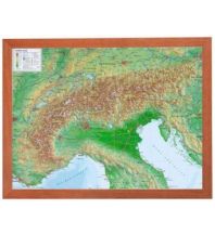 Reliefkarten 3D Reliefkarte Alpen 1:2.400.000 mit Holzrahmen georelief GbR