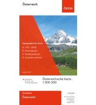 Straßenkarten Österreich Topographische Karte ÖK500, Österreich physisch - gefaltet 1:500.000 BEV – Bundesamt für Eich- und Vermessungswesen