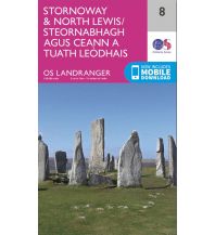 Hiking Maps Scotland OS Landranger Map 8, Stornoway & North Lewis 1:50.000 Ordnance Survey UK