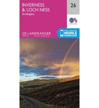 Hiking Maps Scotland OS Landranger Map 26, Inverness & Loch Ness 1:50.000 Ordnance Survey UK
