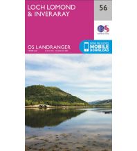 Hiking Maps Scotland OS Landranger Map 56, Loch Lomond & Inveraray 1:50.000 Ordnance Survey UK