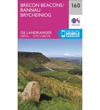 Hiking Maps Wales OS Landranger Map 160, Brecon Beacons/Bannau Brycheiniog 1:50.000 Ordnance Survey UK