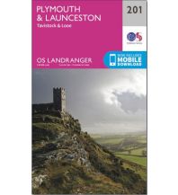 Hiking Maps England OS Landranger Map 201, Plymouth & Launceston 1:50.000 Ordnance Survey UK