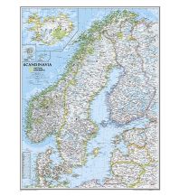 Poster and Wall Maps Scandinavia Classic laminated 1:2.765.000 National Geographic Society Maps