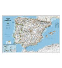 Poster and Wall Maps Spain & Portugal Classic laminated 1:2.074.000 National Geographic Society Maps