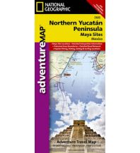 Road Maps Northern Yucatan Peninsula, Maya Sites, Mexico National Geographic Society Maps