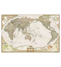 Poster and Wall Maps World Executive - Pacific Centered laminated 1:38.931.000 National Geographic Society Maps