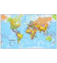 Weltkarten Maps International Wandkarte: Weltkarte World political laminated 1:30.000.000 - mit Flaggen Maps International
