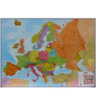 Poster and Wall Maps Europe political laminated 1:4.300.000 - Planokarte Metallbestäbt Maps International
