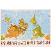 World Maps Maps International Wandkarte Weltkarte World Map Upside Down political laminated 1:30.000.000 - mit Flaggen Maps International