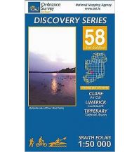 Hiking Maps Ireland OSi Discovery Map 58 Irland - Clare Limerick Tipperary 1:50.000 Ordnance Survey UK