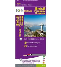 Straßenkarten IGN Straßenkarte 85114 - Bresil Bolivie Paraguay Uruguay 1:4.000.000 IGN
