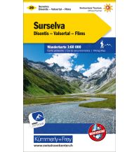 Hiking Maps Switzerland K+F-Wanderkarte 20, Surselva 1:60.000 Hallwag Kümmerly+Frey AG