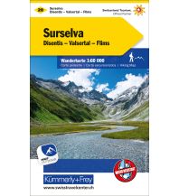 Wanderkarten Schweiz & FL K+F-Wanderkarte 20, Surselva 1:60.000 Hallwag Kümmerly+Frey AG