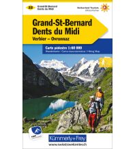 Hiking Maps Switzerland Wanderkarte 22, Grand-St-Bernard, Dents du Midi 1:60.000 Hallwag Kümmerly+Frey AG