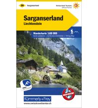 Hiking Maps North Switzerland K+F-Wanderkarte 30, Sarganserland, Liechtenstein 1:60.000 Hallwag Kümmerly+Frey AG