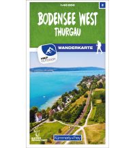 Wanderkarten Nordostschweiz Bodensee West 02 Wanderkarte 1:40 000 matt laminiert Hallwag Kümmerly+Frey AG