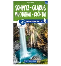 Hiking Maps Switzerland Schwyz - Glarus Muotathal - Klöntal 21 Wanderkarte 1:40.000 Hallwag Kümmerly+Frey AG