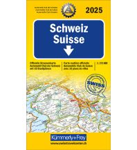 Road Maps Switzerland Kümmerly+Frey Strassenkarte ACS Schweiz 2025 1:275.000 Hallwag Kümmerly+Frey AG