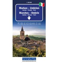 Straßenkarten Italien Kümmerly+Frey Regional-Strassenkarte 9 Marken, Umbrien 1:200.000 Hallwag Kümmerly+Frey AG