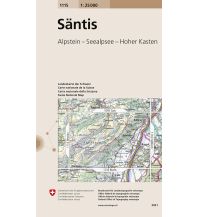 Wanderkarten Nordostschweiz Landeskarte der Schweiz 1115, Säntis 1:25.000 Bundesamt für Landestopographie