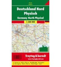 Germany Wandkarte-Metallbestäbt: Deutschland Nord physisch 1:500.000 Freytag-Berndt und Artaria
