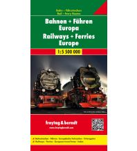 Europa Wandkarte: Bahnen + Fähren Europa, Eisenbahnkarte 1:5,5 Mio., Poster, plano in Rolle Freytag-Berndt und Artaria