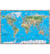 World Maps Weltkarte für Kinder, 1:20.000.000, Poster metallbestäbt, freytag & berndt Freytag-Berndt und Artaria