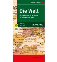 Weltkarten Weltkarte: Aktuelle Karte im antiken Stil, 1:20.000.000, Poster Freytag-Berndt und Artaria