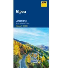Road Maps Europe ADAC Länderkarte Alpen 1:750.000 ADAC Verlag