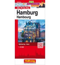 Stadtpläne Hamburg 3 in 1 City Map 1:18 500 Hallwag Verlag