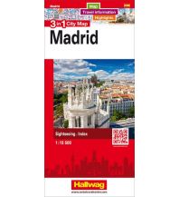 Stadtpläne Madrid 3 in 1 City Map 1:15 500 Hallwag Verlag