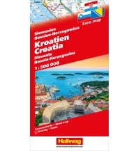 Kroatien-Slowenien-Bosnien-Herzegowina Strassenkarte 1:500 000 Hallwag Verlag