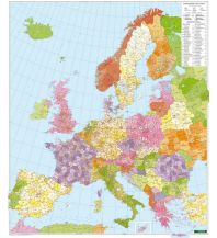 f&b Posters and Wall Maps Europa Postleitzahlenkarte 1:3.700.000 mit Metallleisten Freytag-Berndt und Artaria