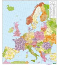 f&b Poster und Wandkarten Europa Postleitzahlenkarte 1:3.700.000 mit Metallleisten Freytag-Berndt und Artaria