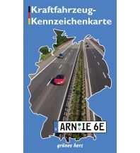 Straßenkarten Deutschland Kraftfahrzeug-Kennzeichenkarte Deutschland 1:1.500.000 grünes herz - verlag für tourismus Dr. Lutz Gebhardt