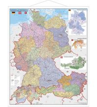 Poster and Wall Maps Deutschland, Österreich, Schweiz Postleitzahlen- und Organisationskarte mit Metallbeleistung Stiefel GmbH