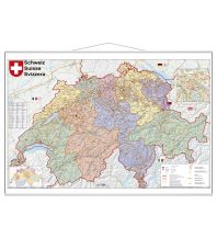 Poster and Wall Maps Schweiz Postleitzahlen 1:400.000 mit Metallbeleitung Stiefel GmbH