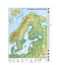 Poster und Wandkarten Skandinavien und Baltikum physisch Metallbestäbt 1:3.000.000 Stiefel GmbH