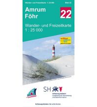 Hiking Maps Germany Wander- und Freizeitkarte 22, Amrum, Föhr 1:25.000 Landesvermessungsamt Schleswig-Holstein