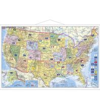 Poster und Wandkarten USA Bundesstaaten mit Postleitzahlen mit Metallleisten 1:5.500.000 Stiefel GmbH