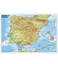 Poster and Wall Maps Spanien und Portugal physisch - Wandkarte laminiert mit Metallbeleistung Stiefel GmbH
