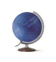 Globes Sternenbildglobus, dunkler Holzfuß und silberfarbener Meridian Räthgloben 1917