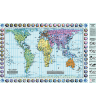 World Maps Poster Weltkarte Petersprojektion, französisch (ca. 82,5 x 52,3 cm) Huber Verlag